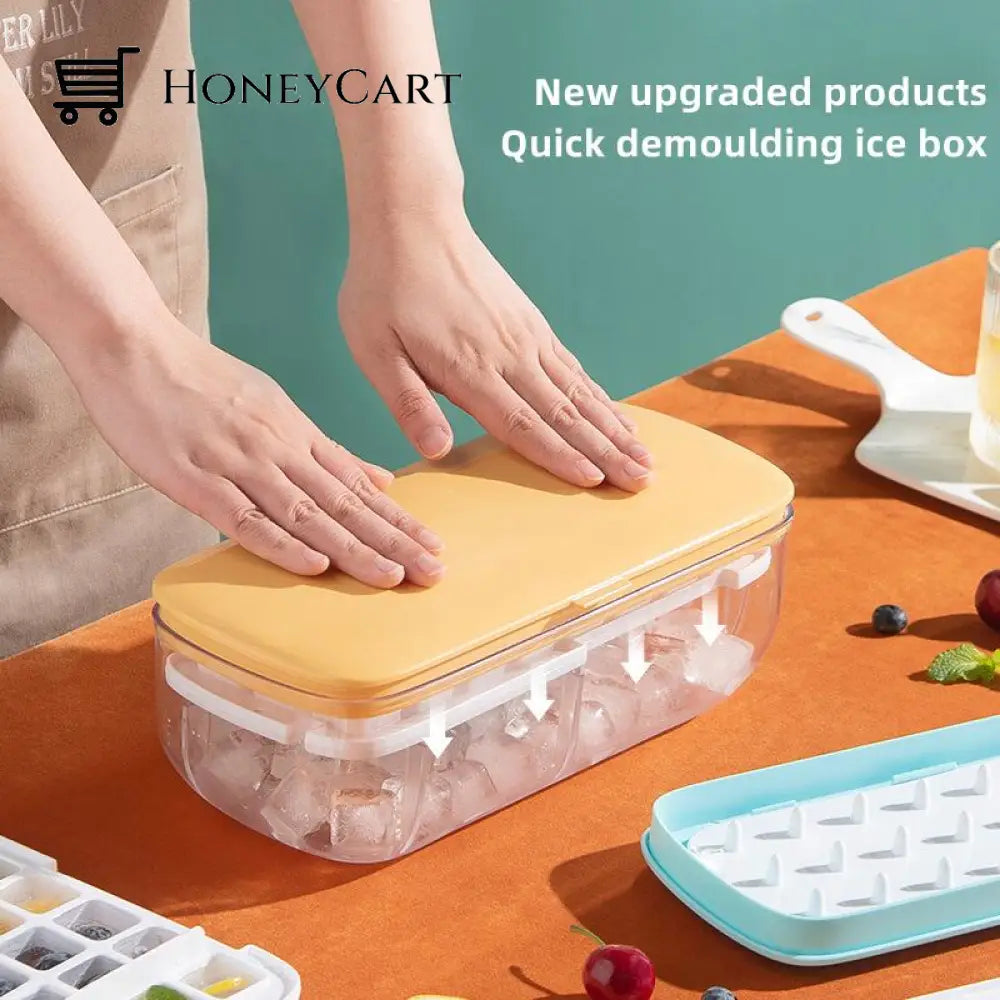 Silicone Ice Mold And Storage Box 2 In 1 Cube Tray Making Mould Box