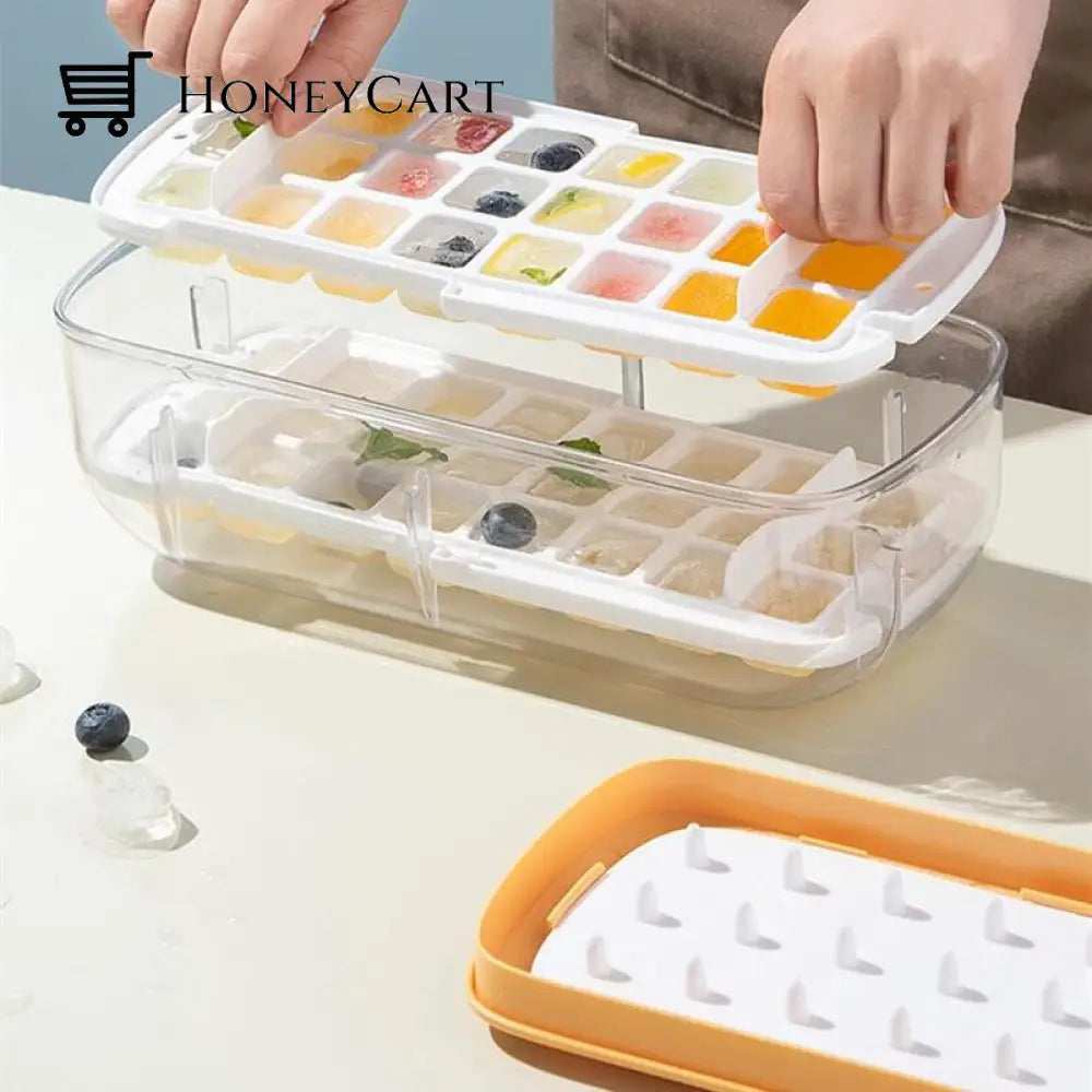 Silicone Ice Mold And Storage Box 2 In 1 Cube Tray Making Mould Box