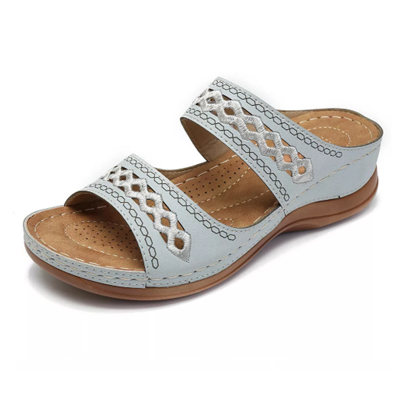 Zig Zag Stitch Wedge Sandal