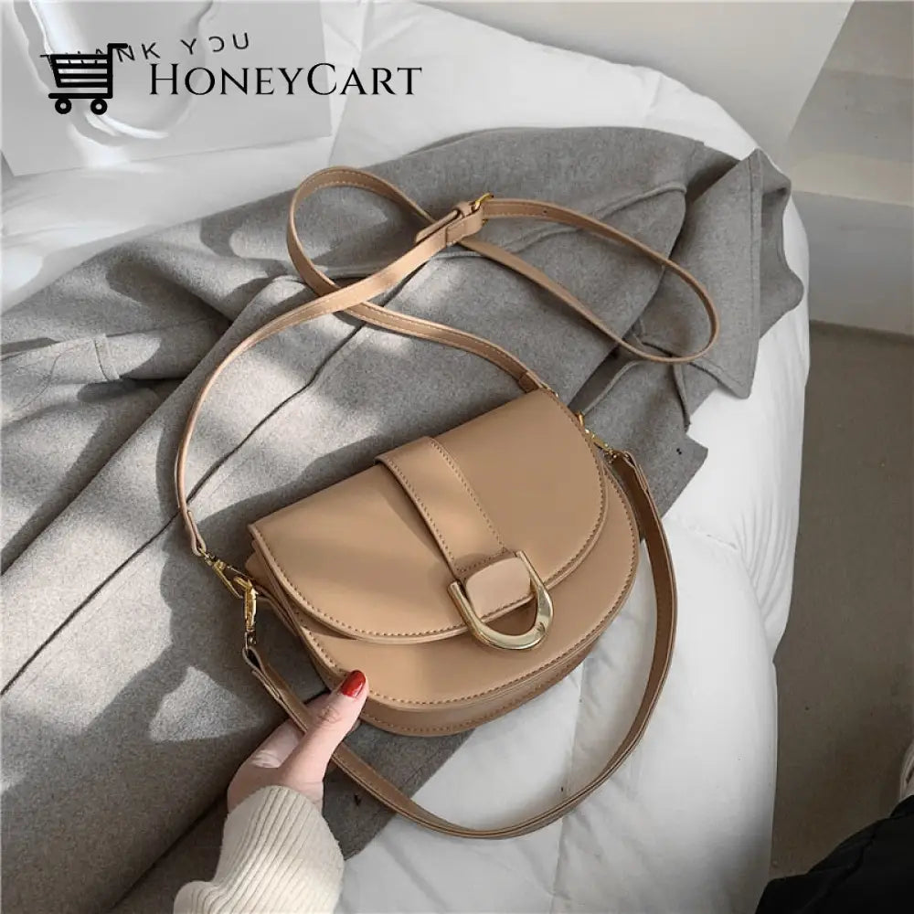 Small Saddle Underarm Shoulder Bag Khaki