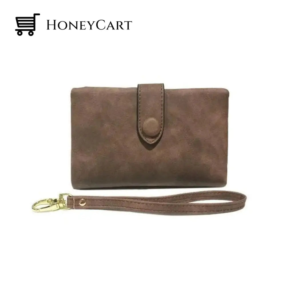 Small Trifold Leather Wallet For Women Coffee
