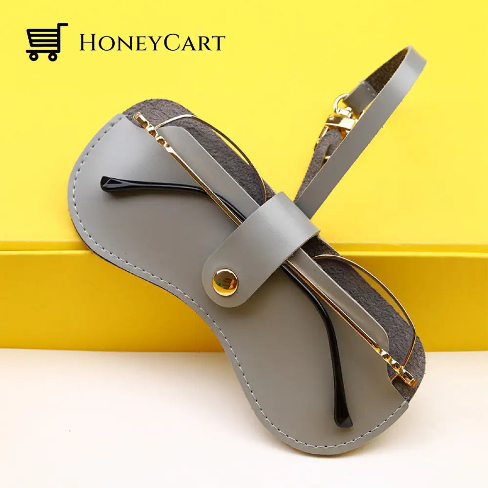 Soft Leather Sunglasses Bag Grey