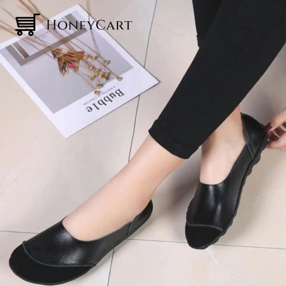 Soft Leather Womens Bunion Moccasins Black / 5.5