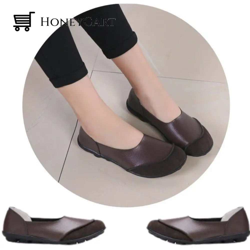 Soft Leather Womens Bunion Moccasins Coffee / 5.5