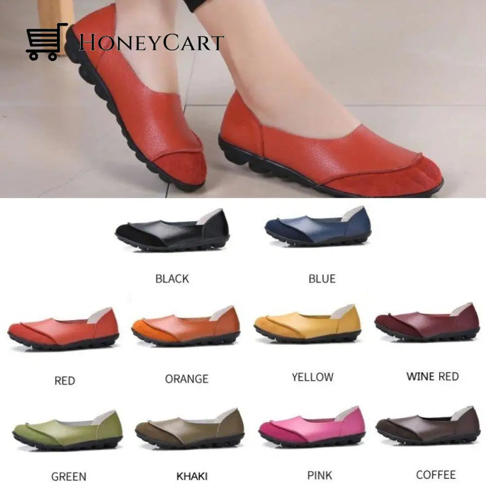 Soft Leather Womens Flats For Bunion