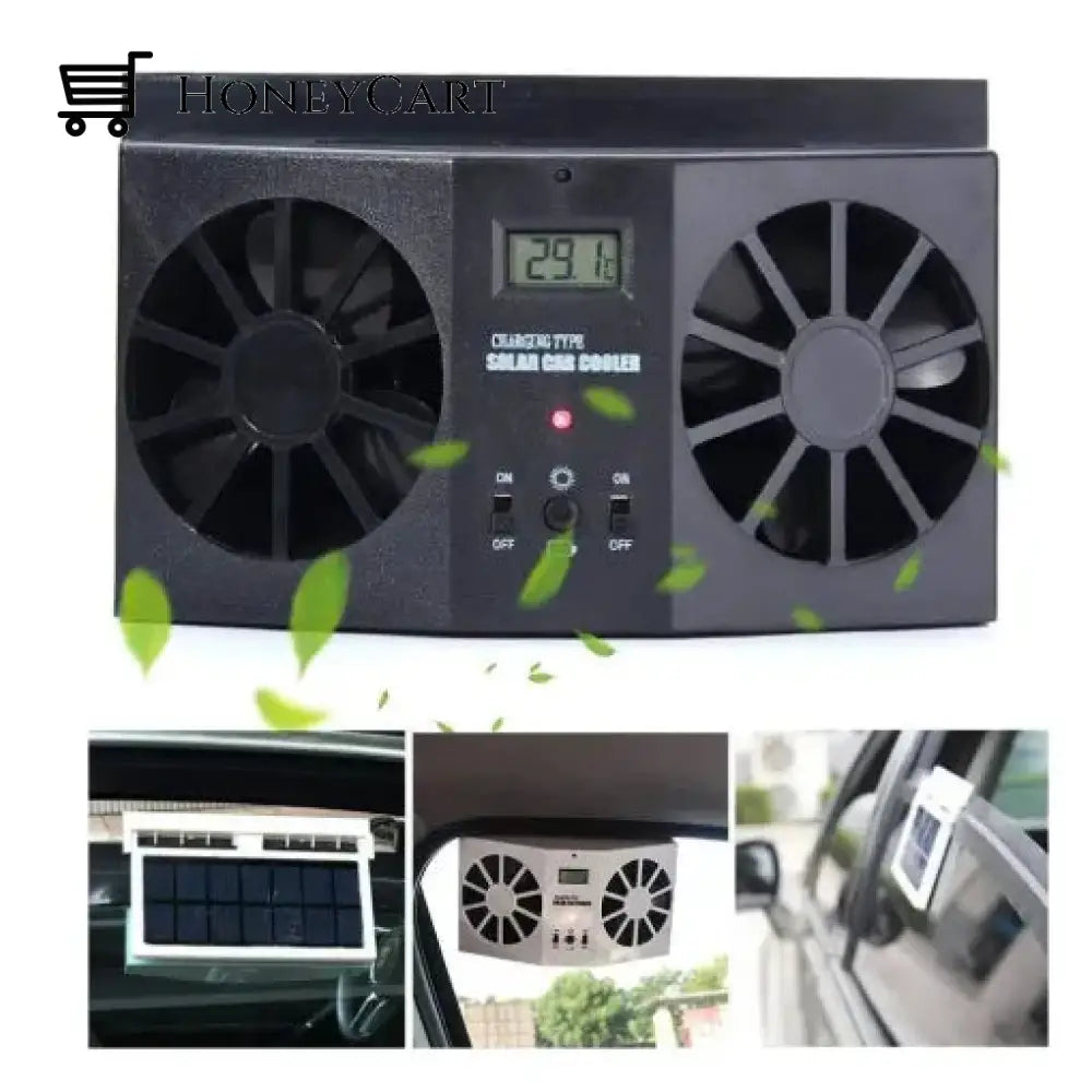 Solar Car Cooling Fan Powered Window Cooler For Interior Ventilation