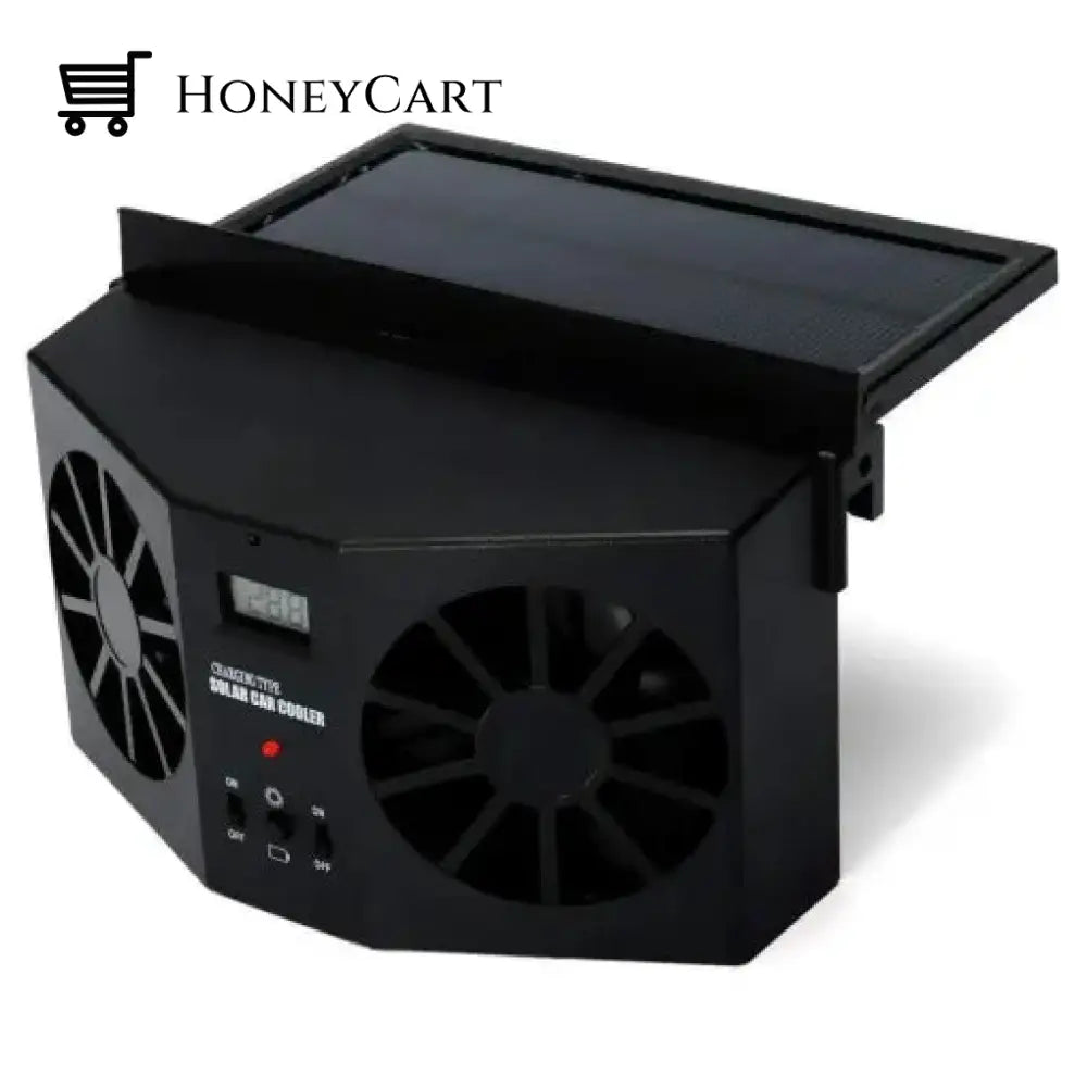 Solar Car Cooling Fan Powered Window Cooler For Interior Ventilation Black