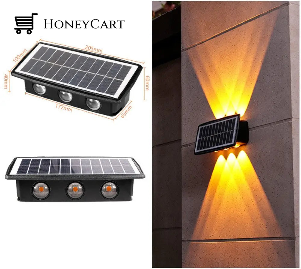 Solar Outdoor Wall Light 4 Led / Yellow