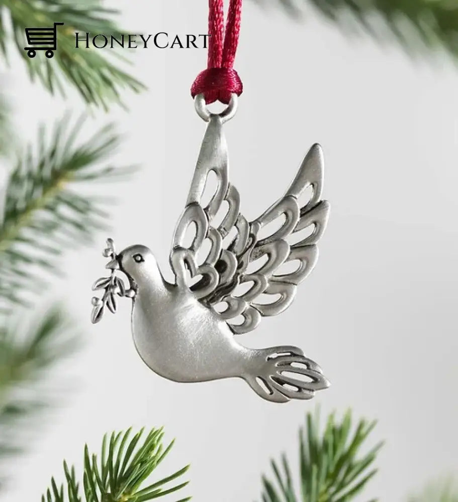 Solid Pewter Christmas Tree Ornament Dove Tool