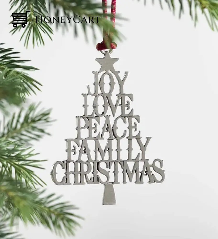Solid Pewter Christmas Tree Ornament Holiday Sentiments Tool
