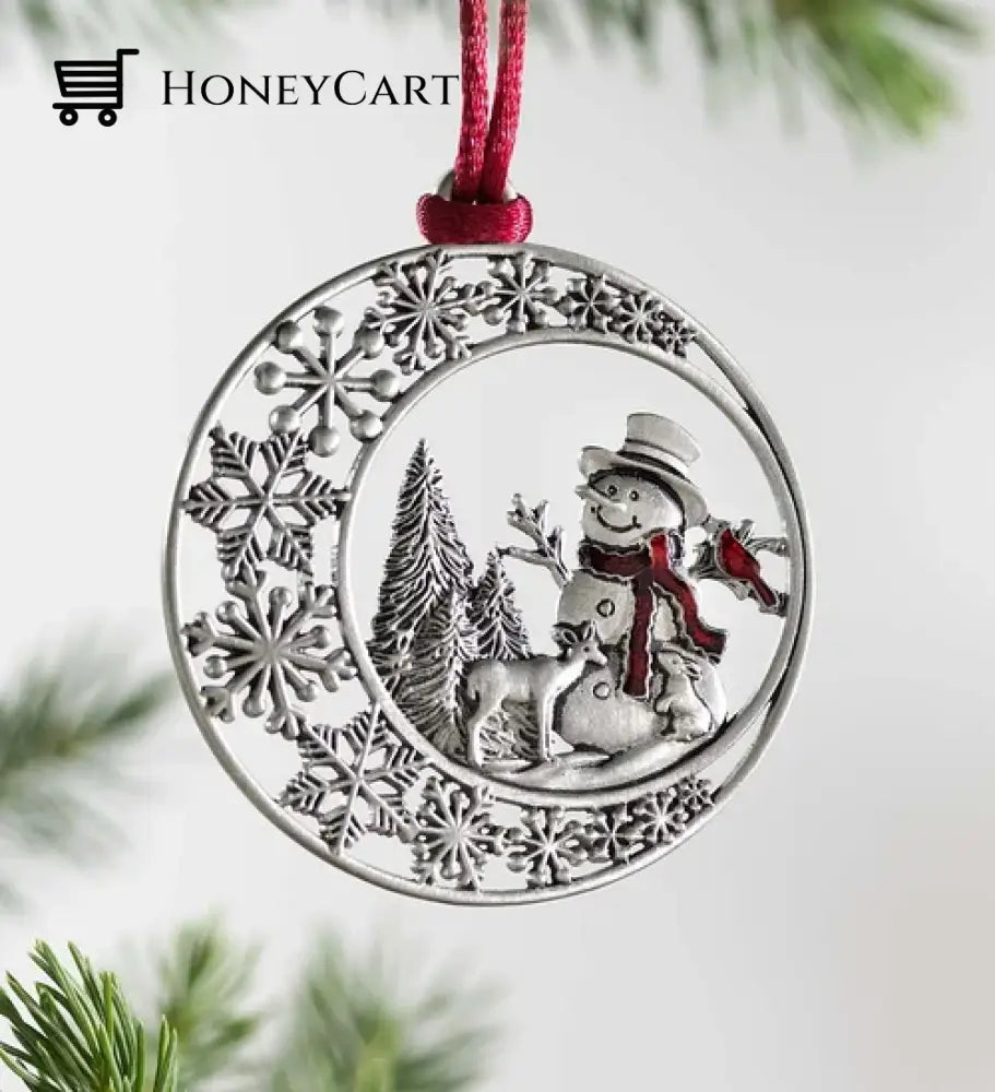 Solid Pewter Christmas Tree Ornament Snowman Tool