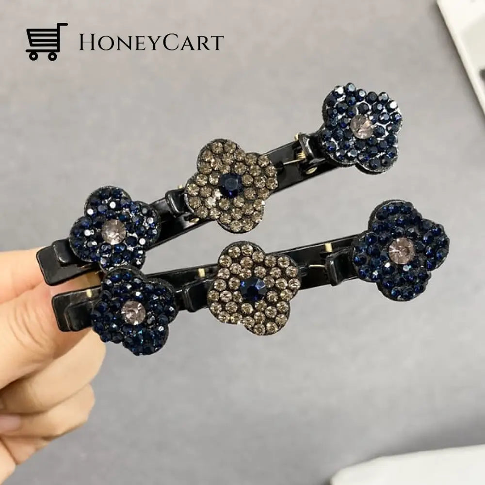 Sparkling Crystal Stone Braided Hair Clips