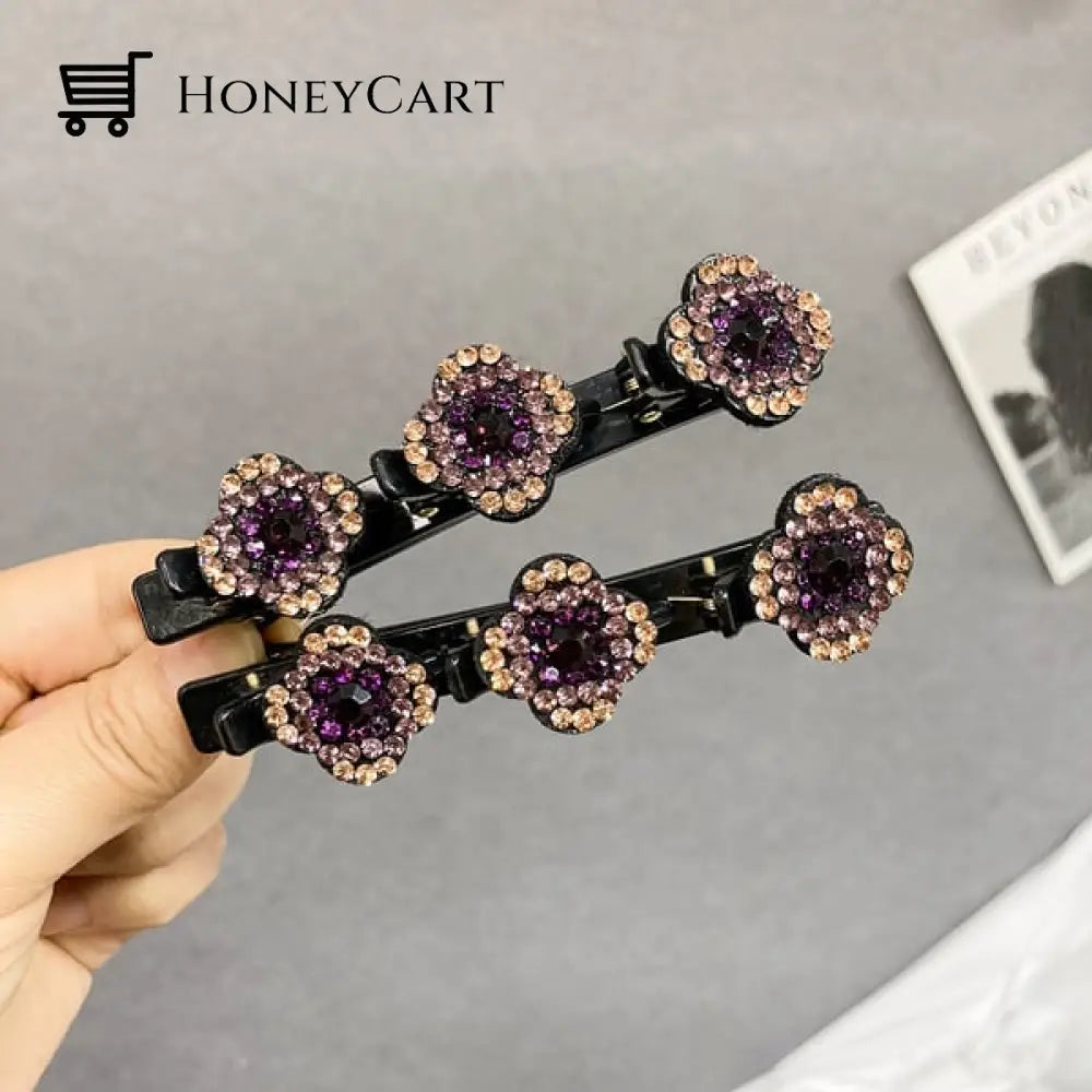 Sparkling Crystal Stone Braided Hair Clips