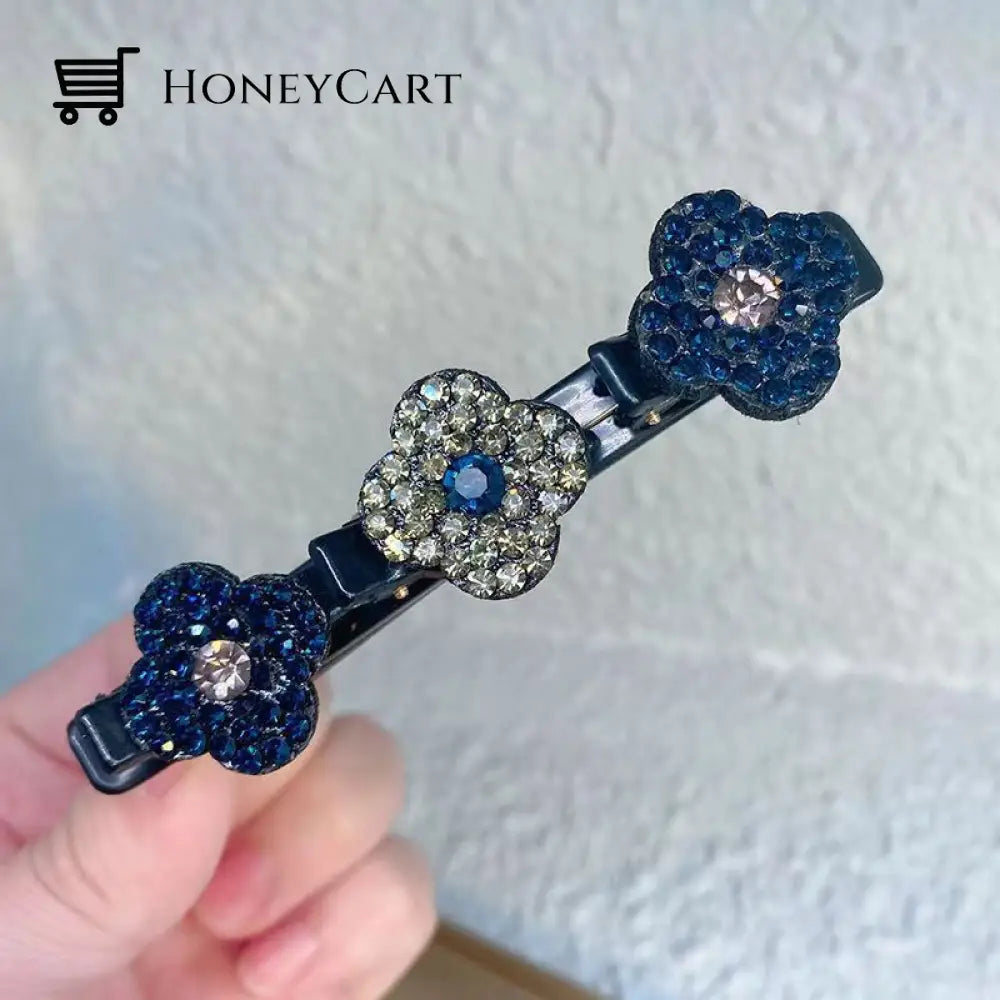 Sparkling Crystal Stone Braided Hair Clips Blue*2