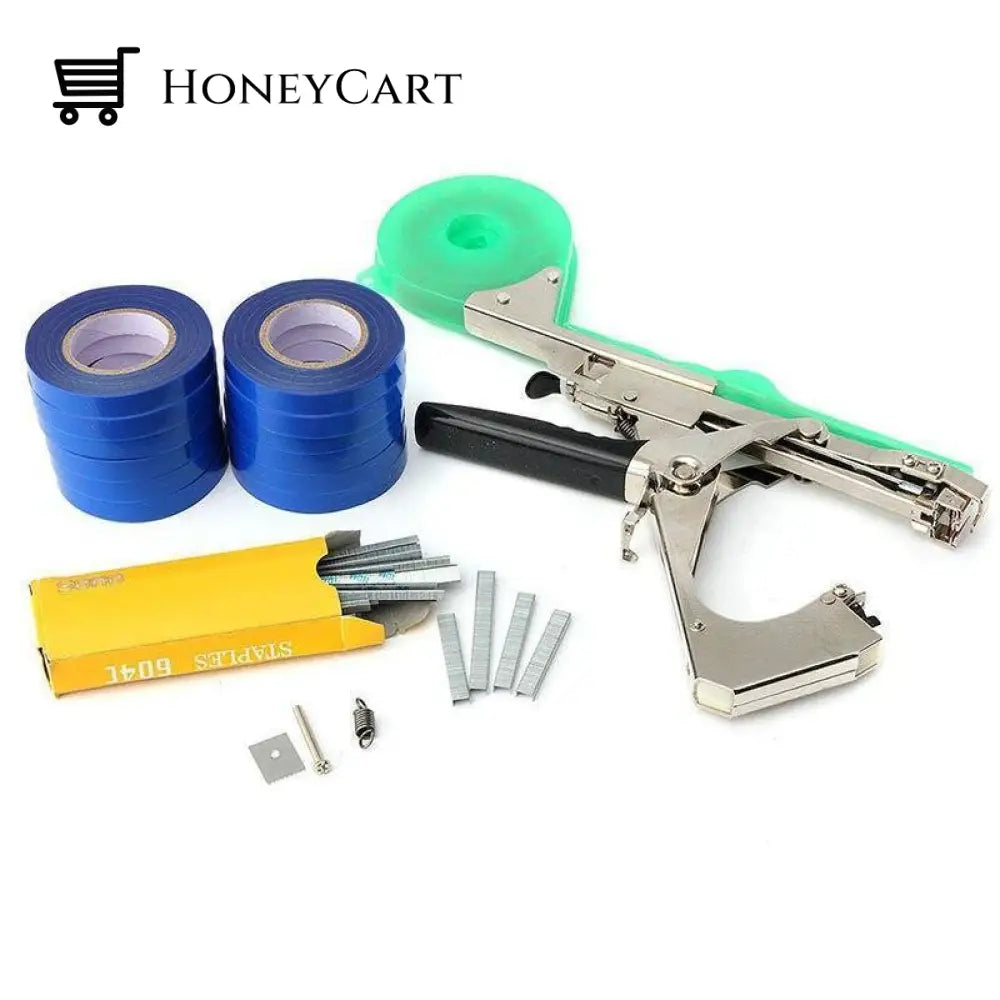 Speedtrellis® Plant Upright Tying Tapetool Set (Tool + 10 Blue Tape Rolls Staples) Garden And Home