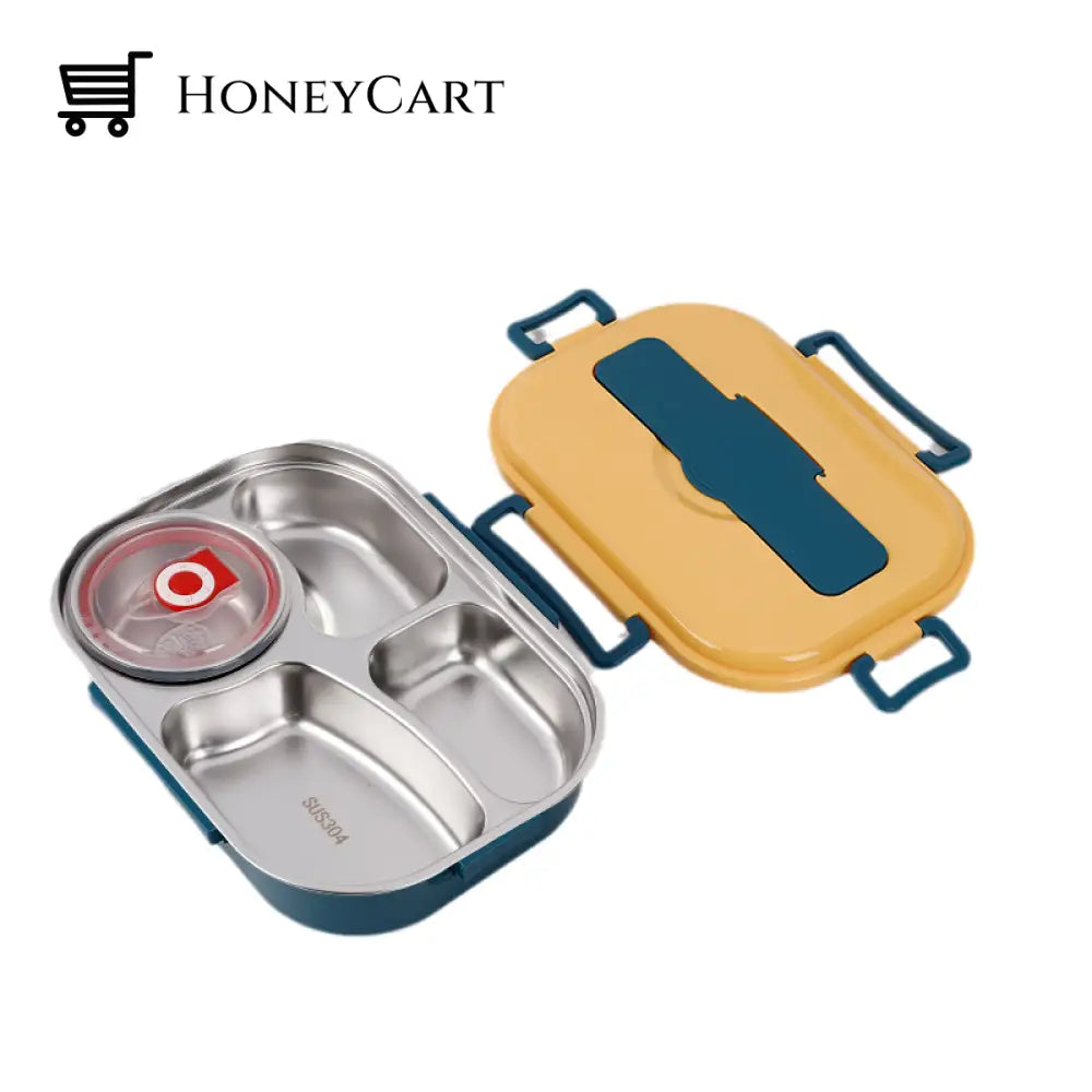 Stainless Steel Bento Lunch Box Yellow / 4 Rooms With Soup Bowl