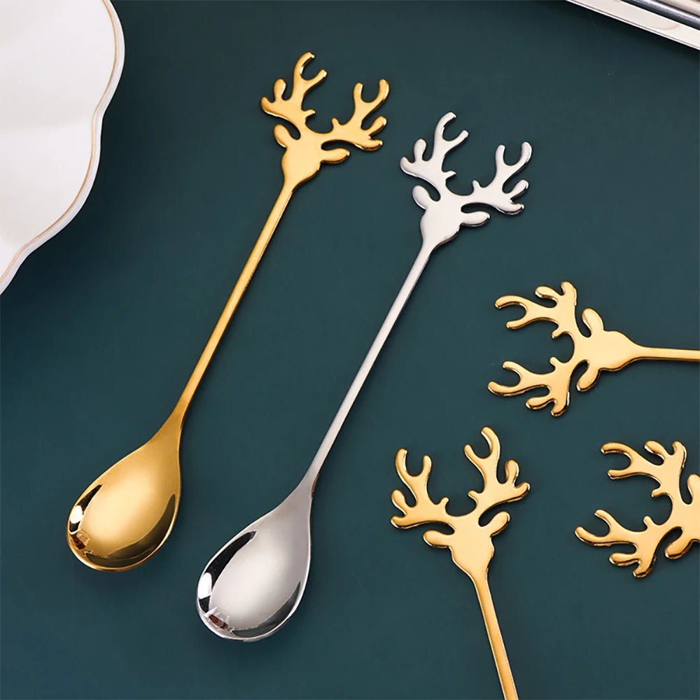 Reindeer Antlers Stainless Steel Coffee Spoon or Fork - Perfect Gift