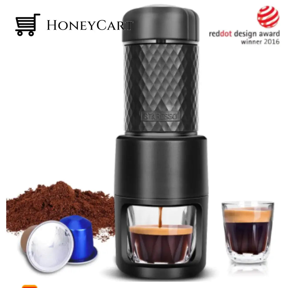 Staresso Portable Espresso Maker Machine For Traveling Picnic Camping & Hiking Version 2021 Black