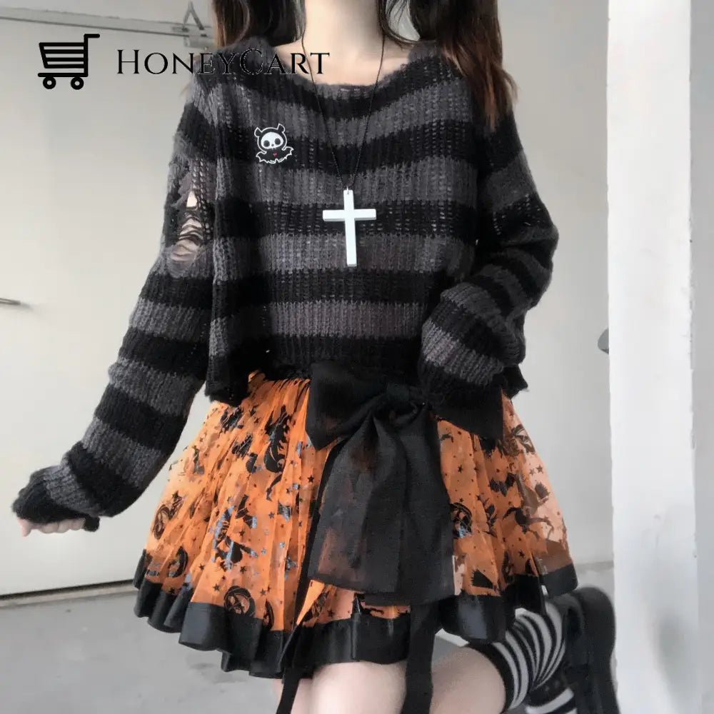 Striped Gothic Lolita Sweaters Clothing