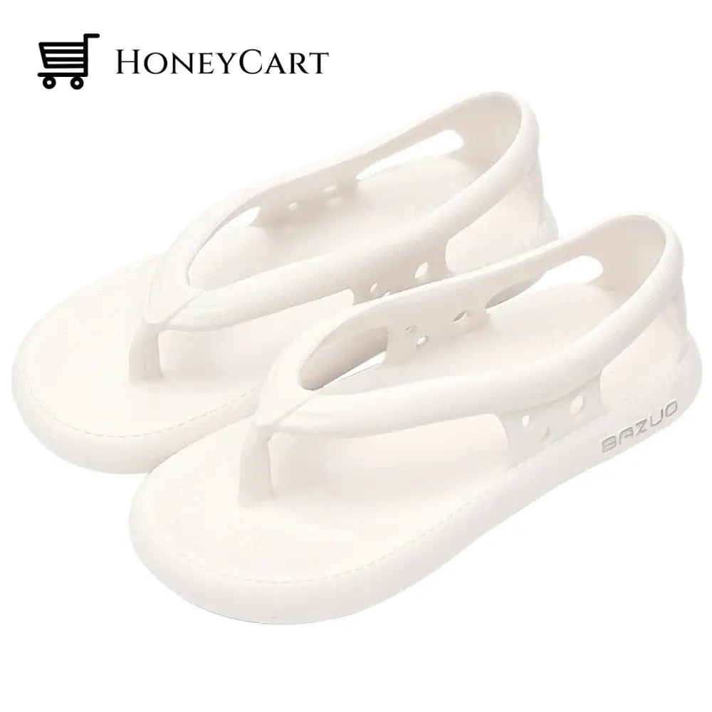 Summer New Beach Non-Slip Flip Flops Womens Sizes / White 4.5-5