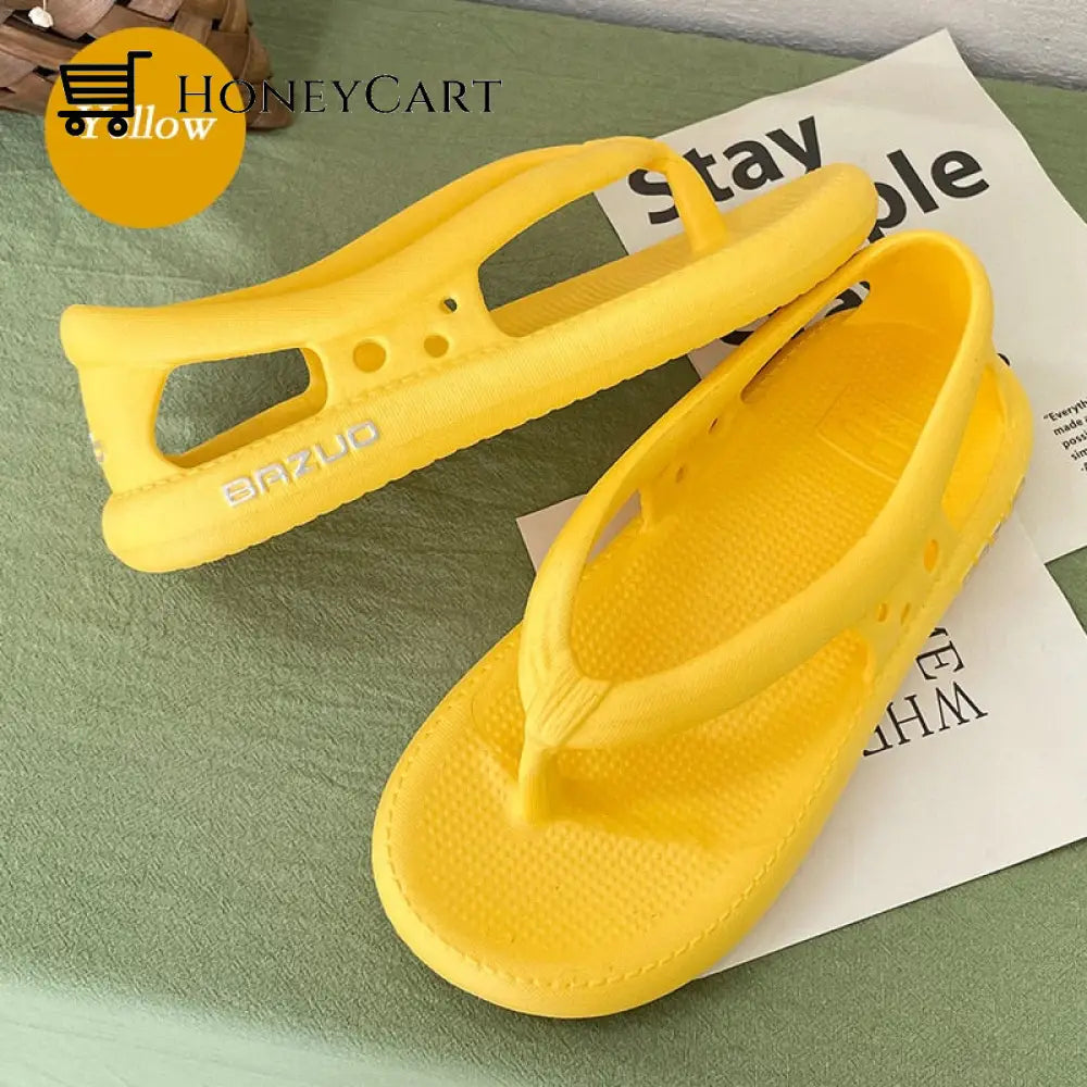Summer New Beach Non-Slip Flip Flops Womens Sizes / Yellow 4.5-5