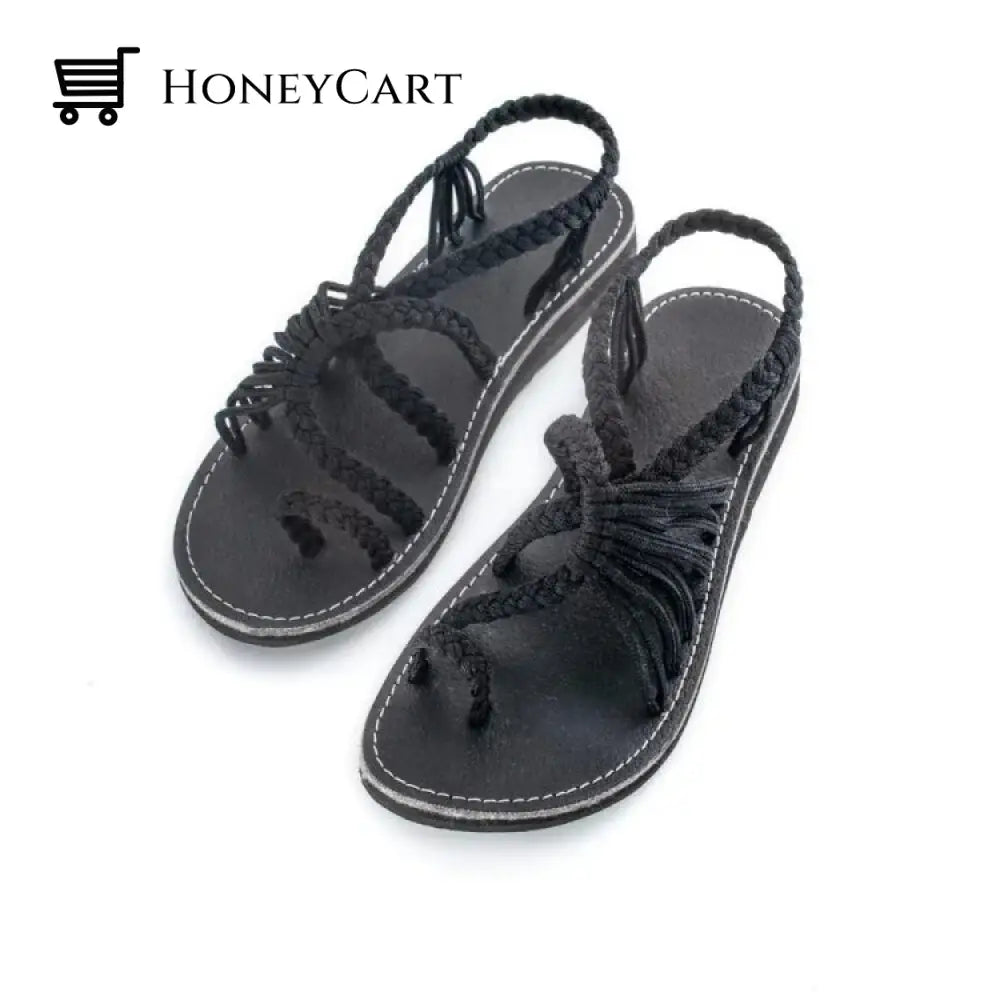 Summer Solid Woven Sandals