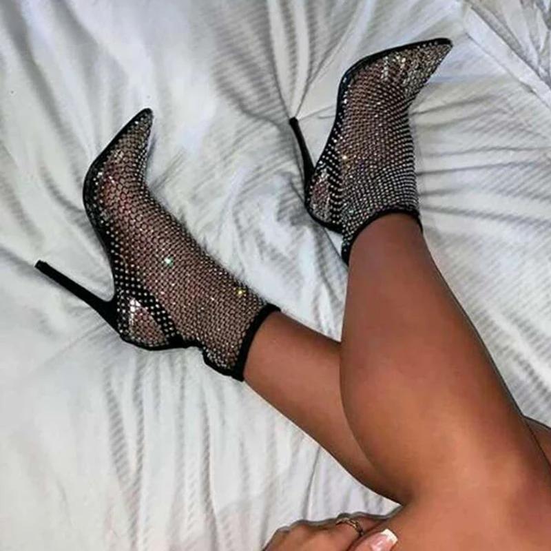 Summer Sparkle Rhinestone Mesh Pointed-Toe Sandals