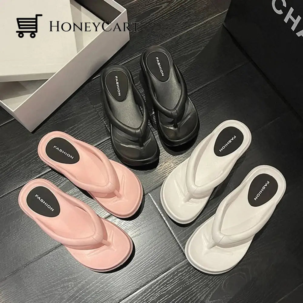 Thick Bottom Wedge Flip-Flops