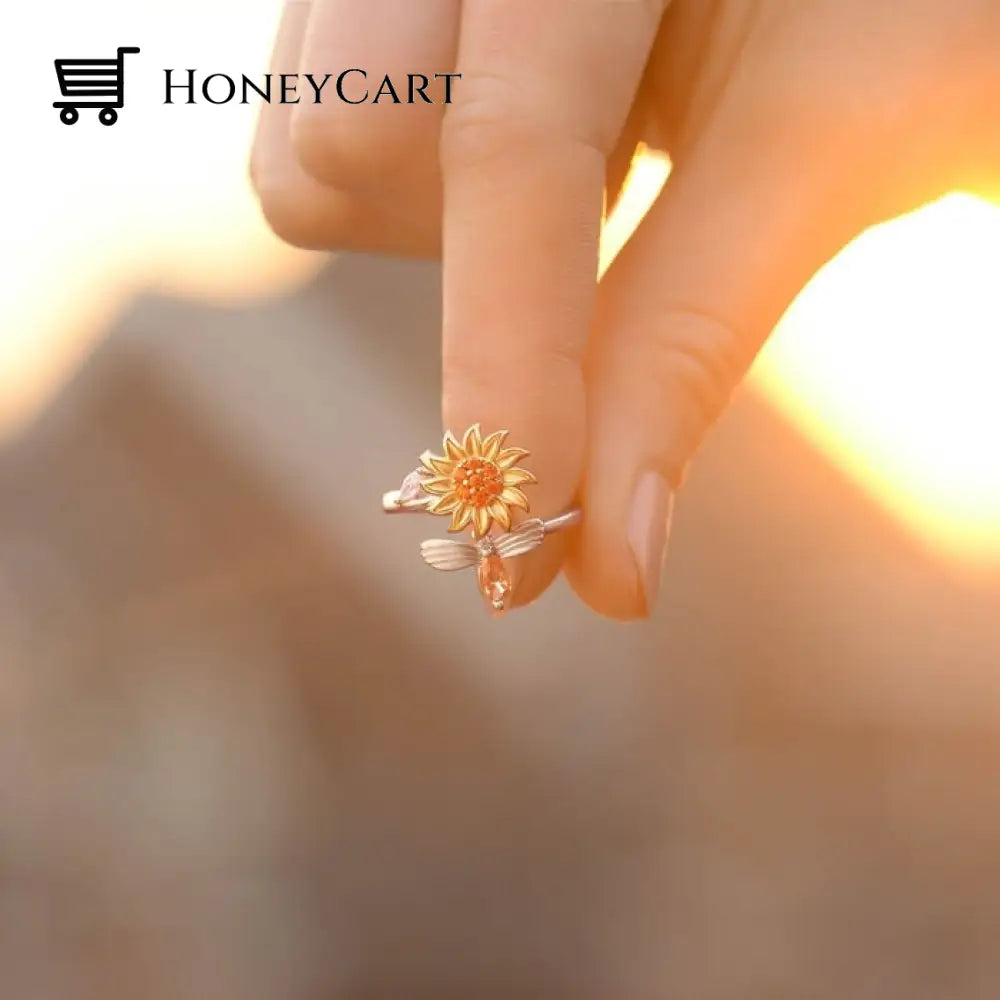 To My Daughter Sunflower Daisy And Leaf Fidget Ring