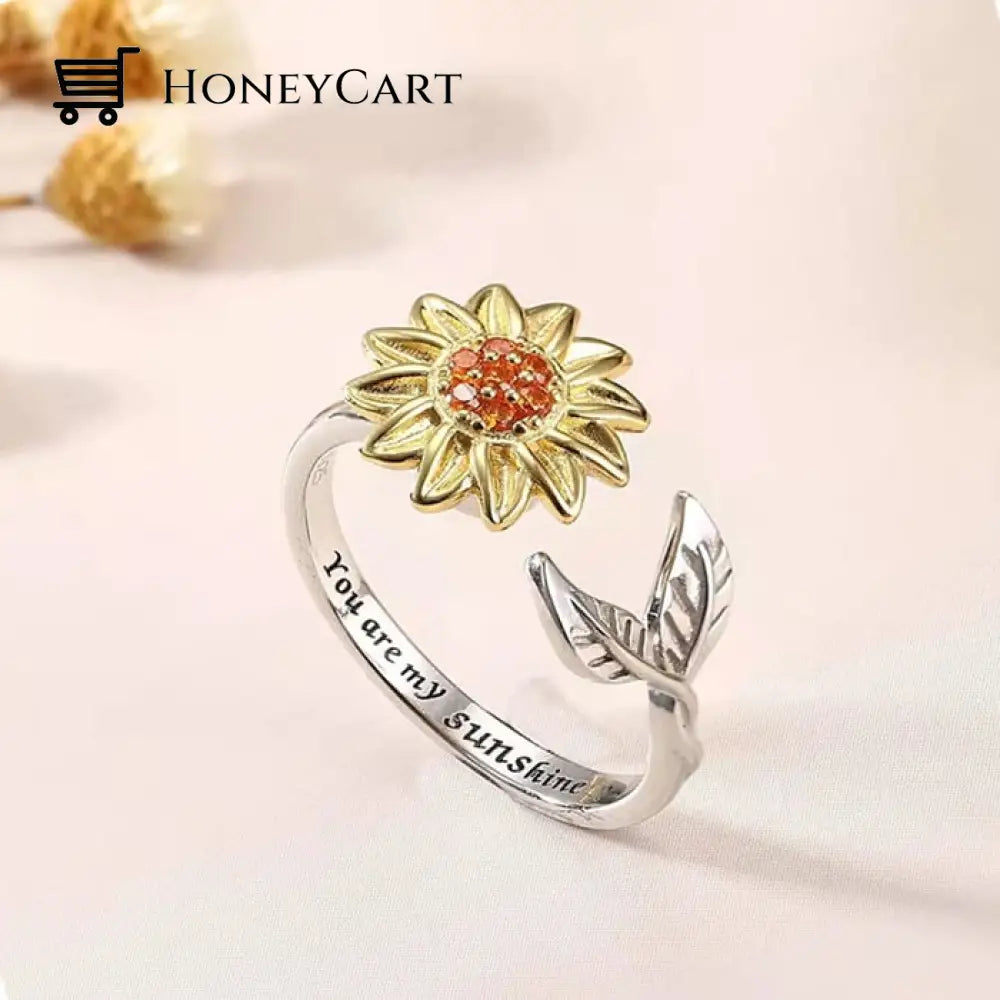 To My Daughter Sunflower Daisy And Leaf Fidget Ring