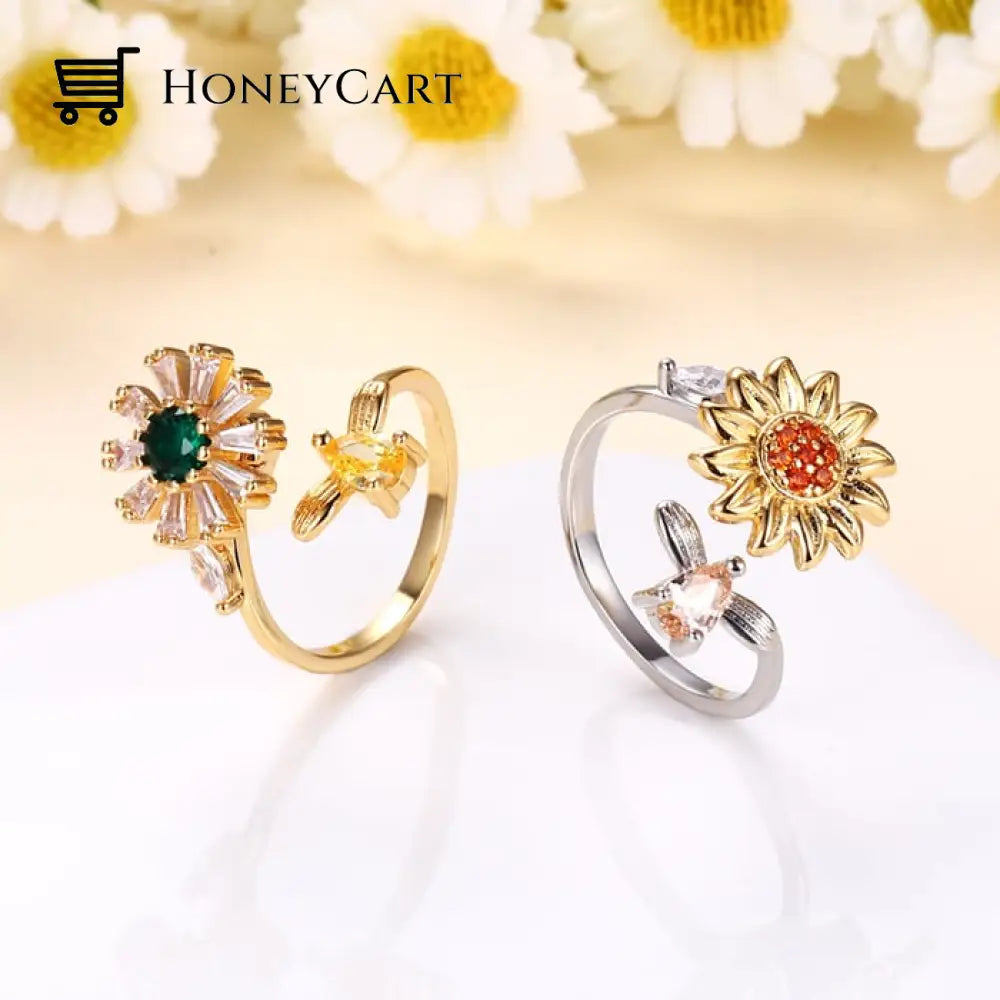 To My Daughter Sunflower Daisy And Leaf Fidget Ring