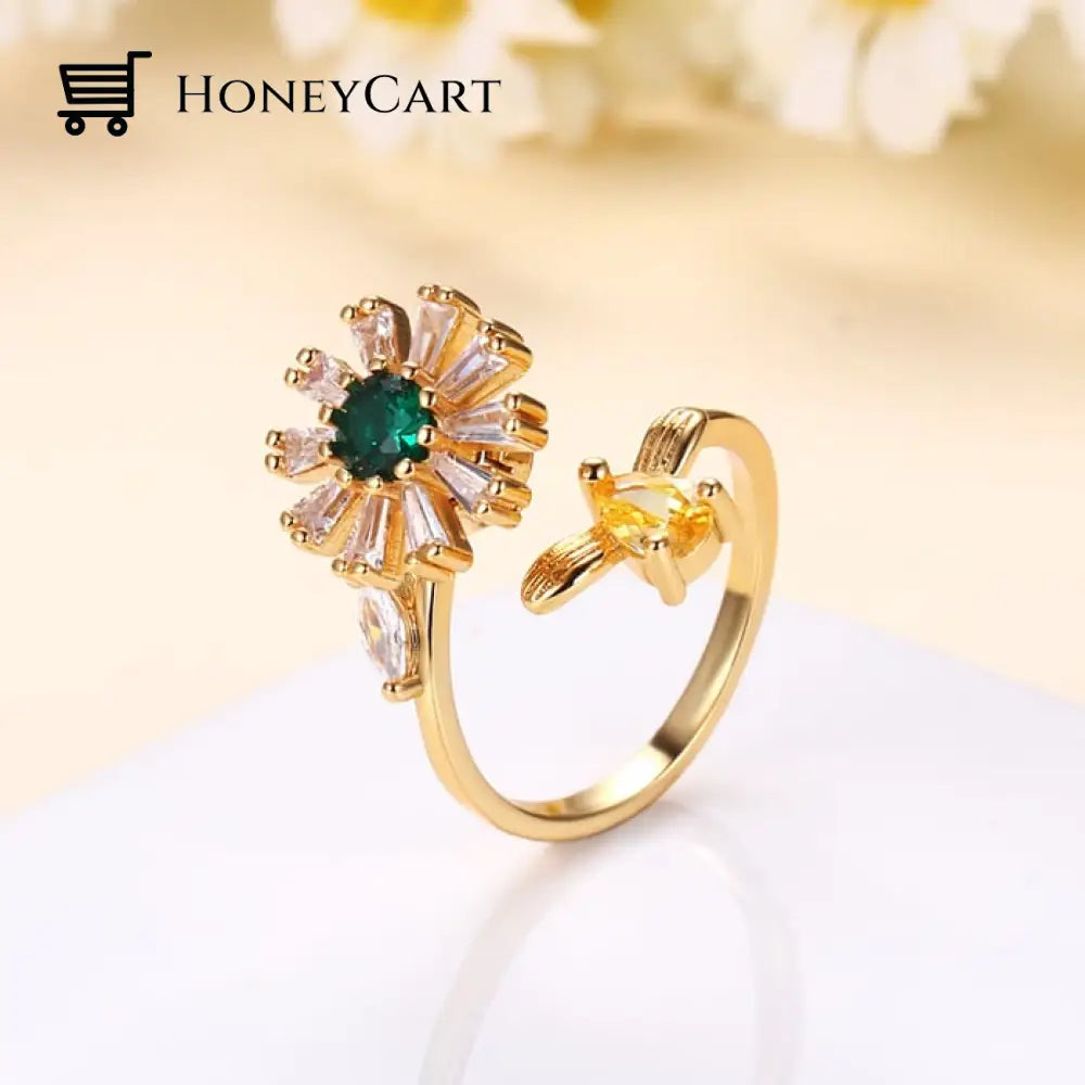 To My Daughter Sunflower Daisy And Leaf Fidget Ring