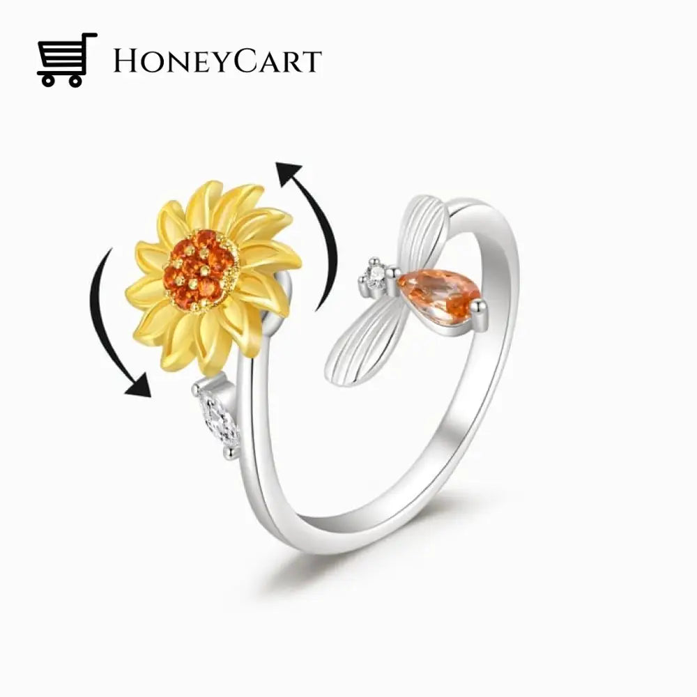 To My Daughter Sunflower Daisy And Leaf Fidget Ring