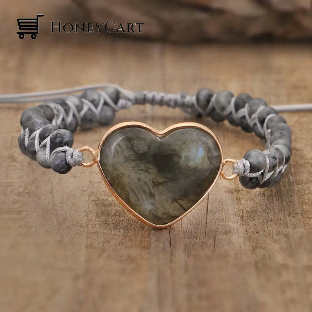 To My Granddaughter Love You Forever Jasper Heart Bracelet Grizzle