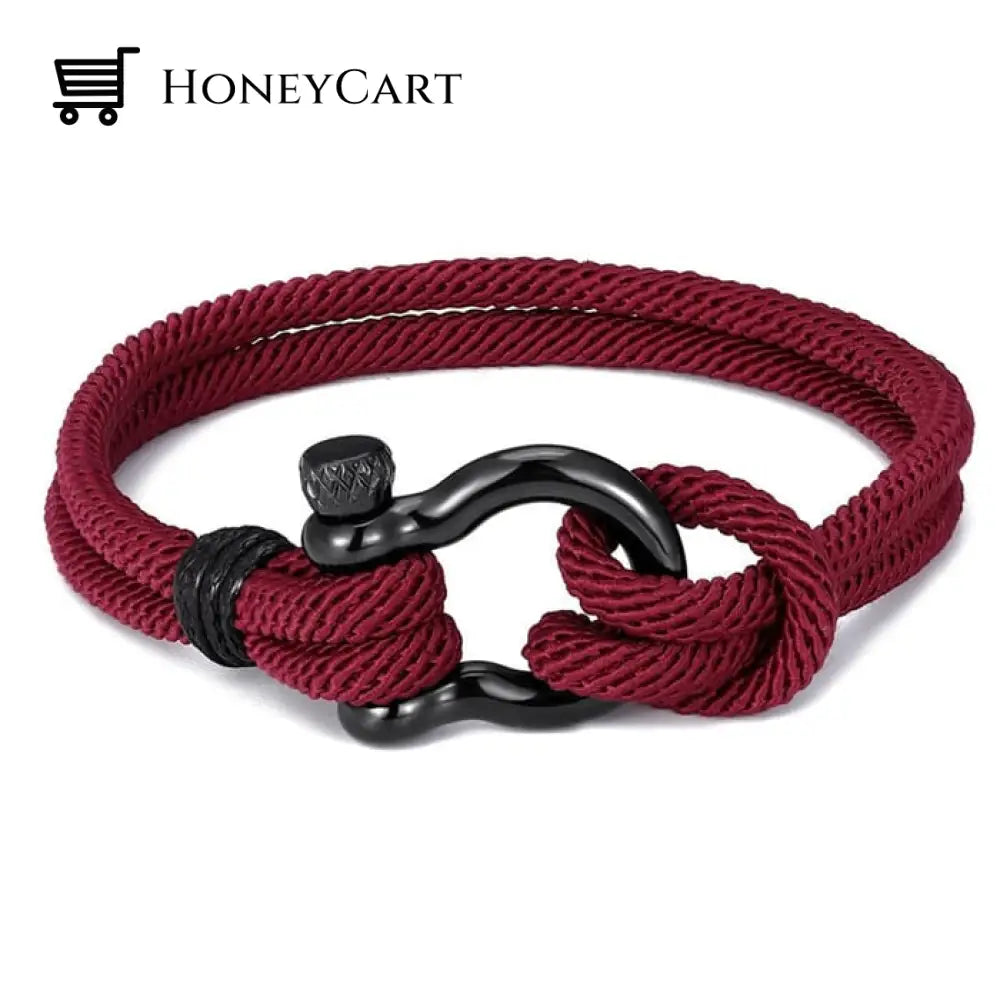 To My Son Love You Forever Nautical Bracelet Wine Red