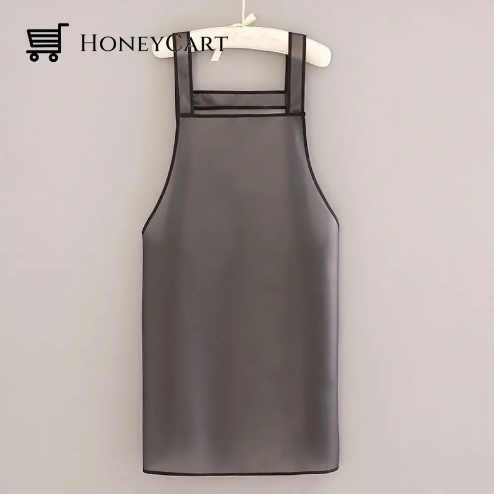Transparent Waterproof Kitchen Apron Black Without Pocket