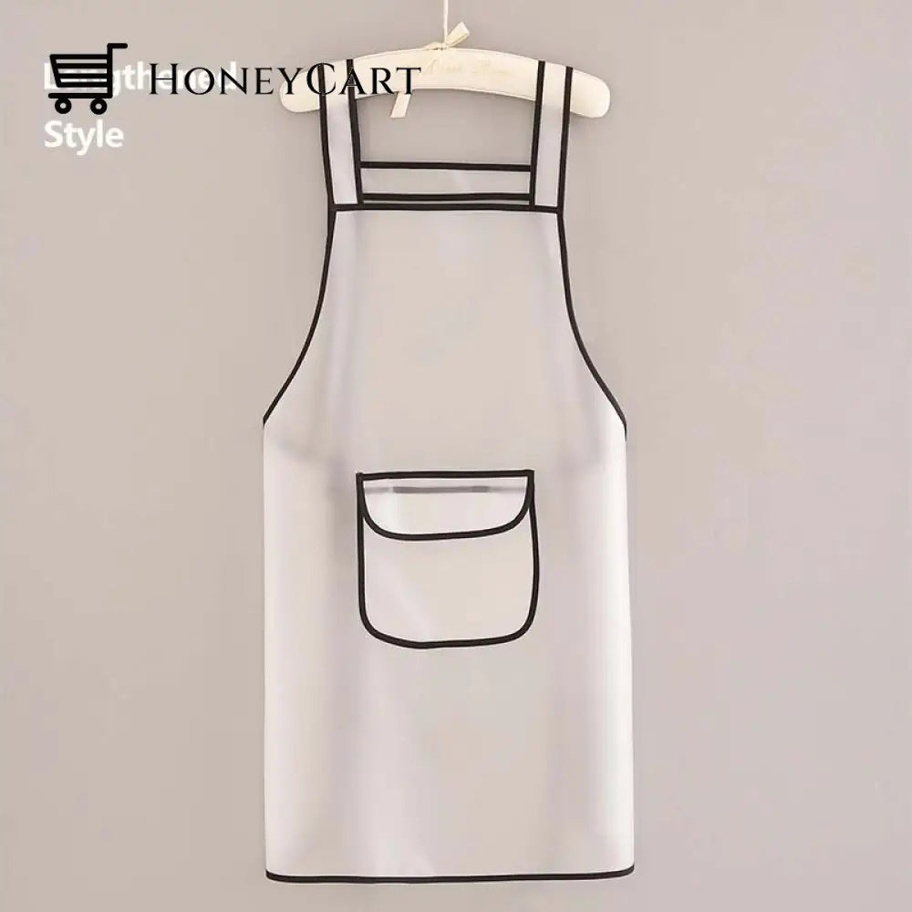 Transparent Waterproof Kitchen Apron Lengthened White