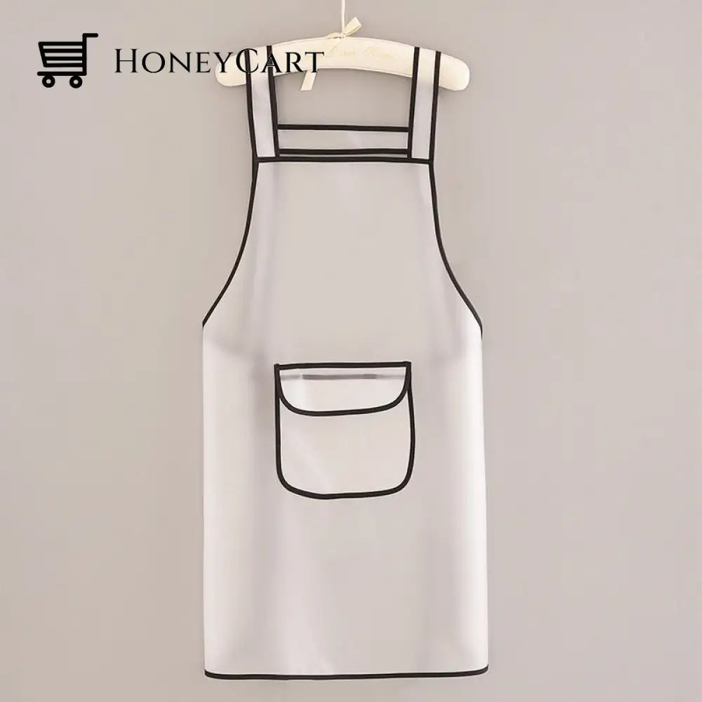 Transparent Waterproof Kitchen Apron White