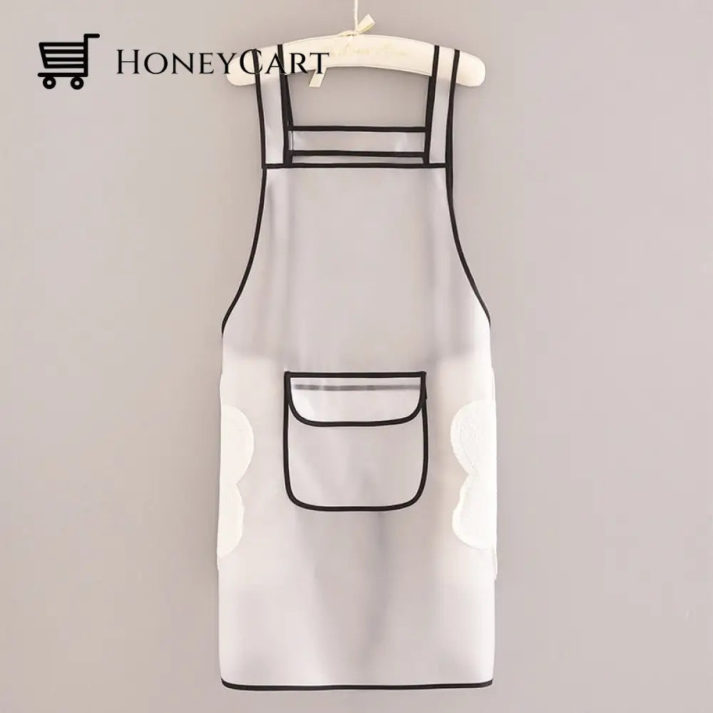 Transparent Waterproof Kitchen Apron White Wipe