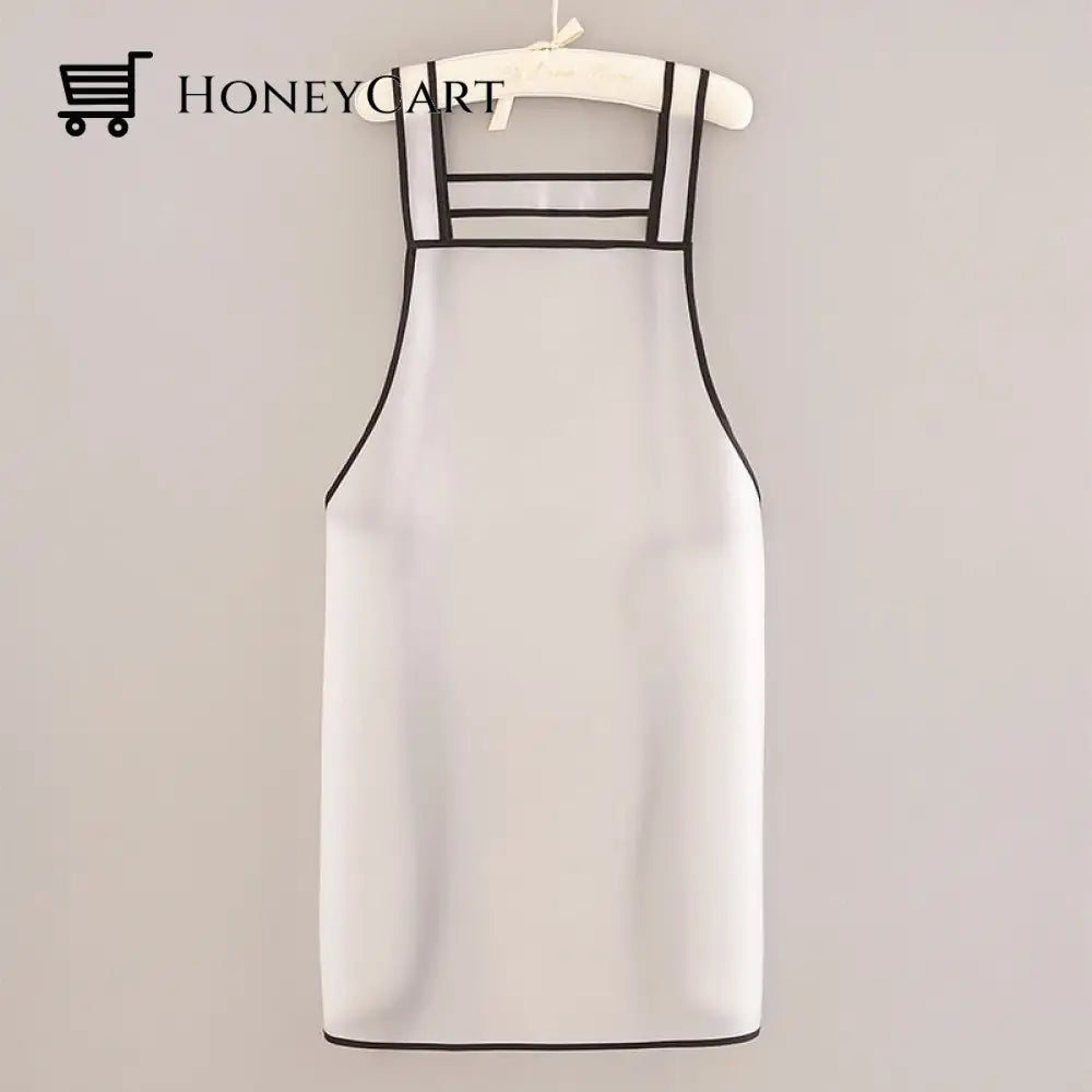 Transparent Waterproof Kitchen Apron White Without Pocket