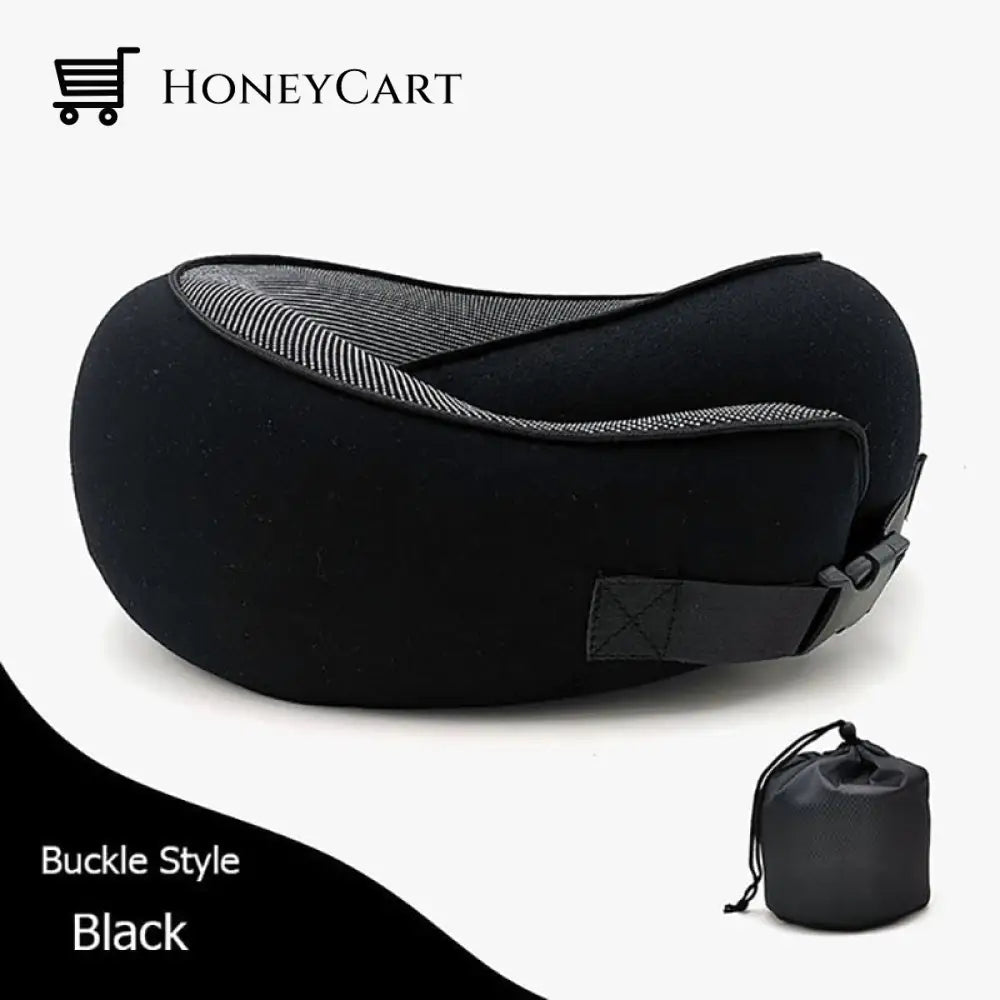 Travel Neck Pillow Black / Buckle Style