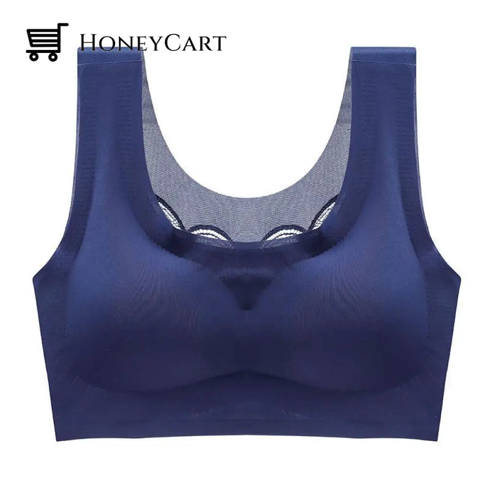 Ultra-Thin Plus Size Ice Silk Comfort Bra Navy / M