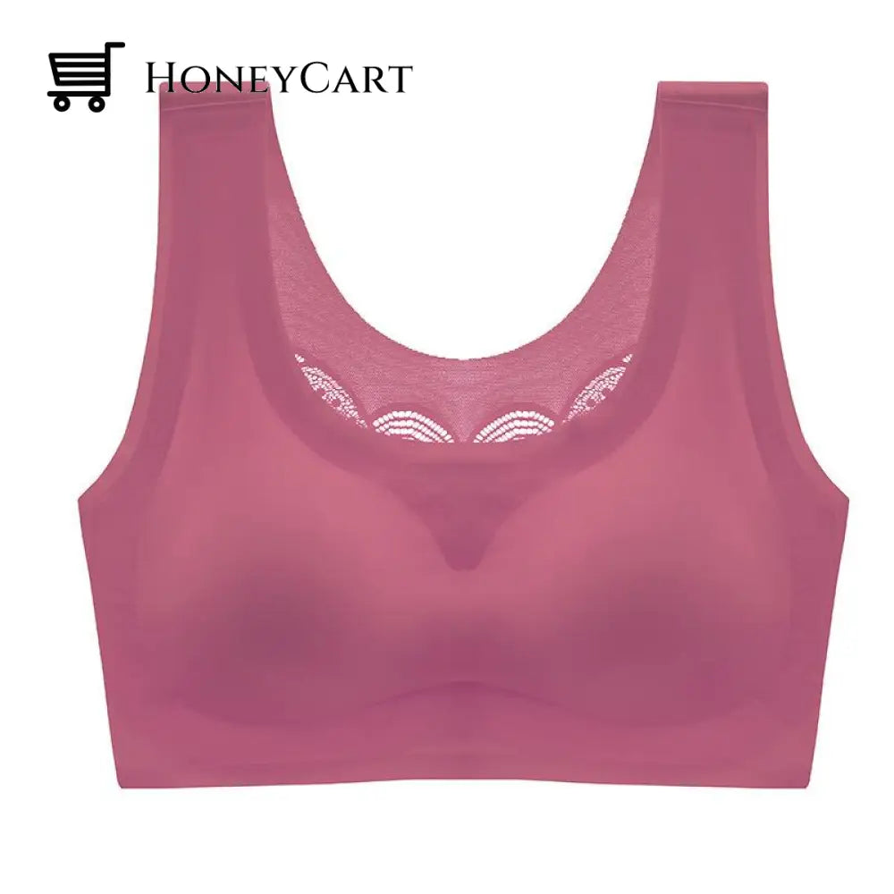 Ultra-Thin Plus Size Ice Silk Comfort Bra Rose Red / M
