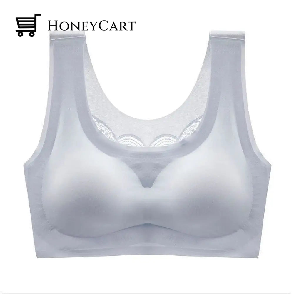 Ultra-Thin Plus Size Ice Silk Comfort Bra Silver Gray / M