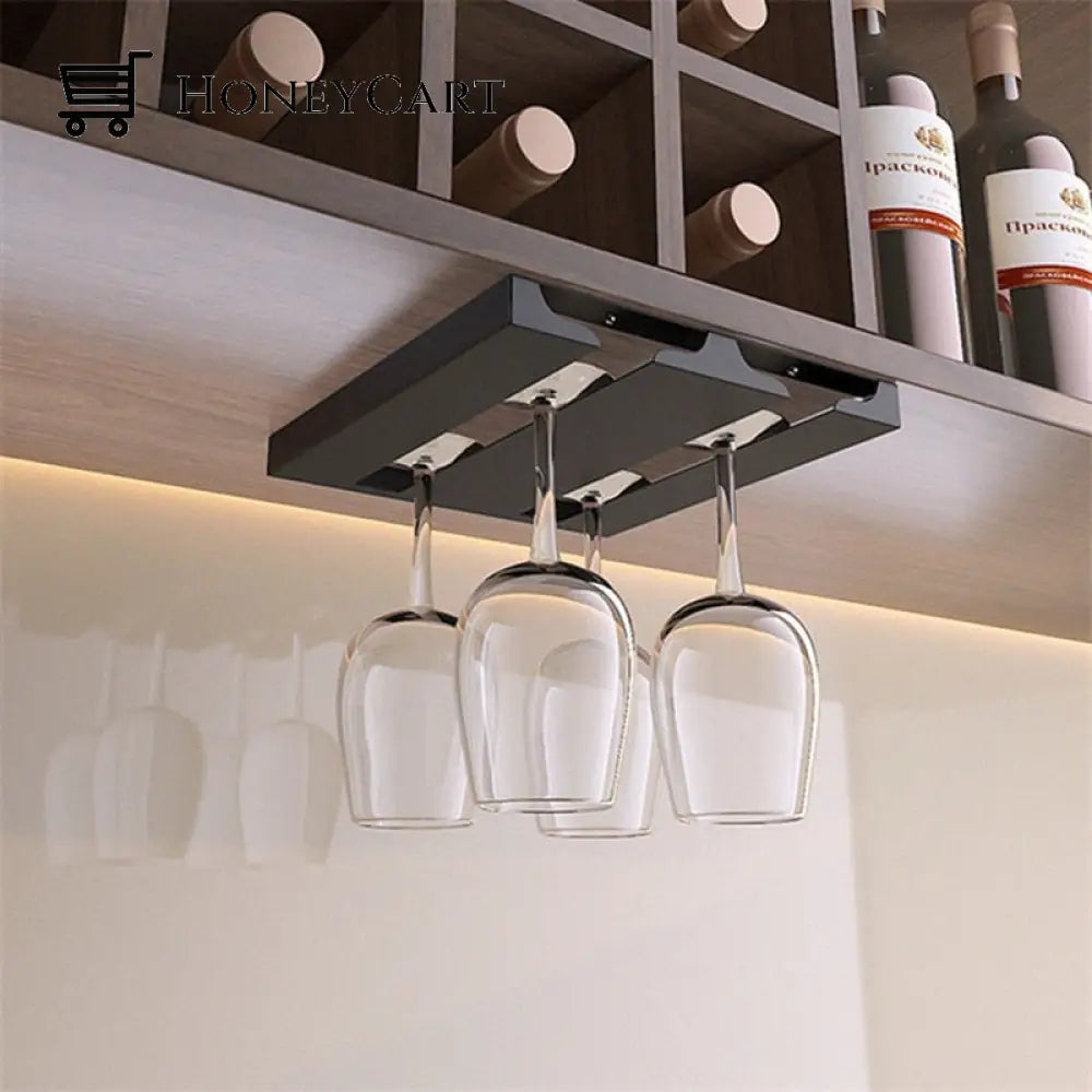 Under Cabinet Glass Organizer Rack 2Slots Black