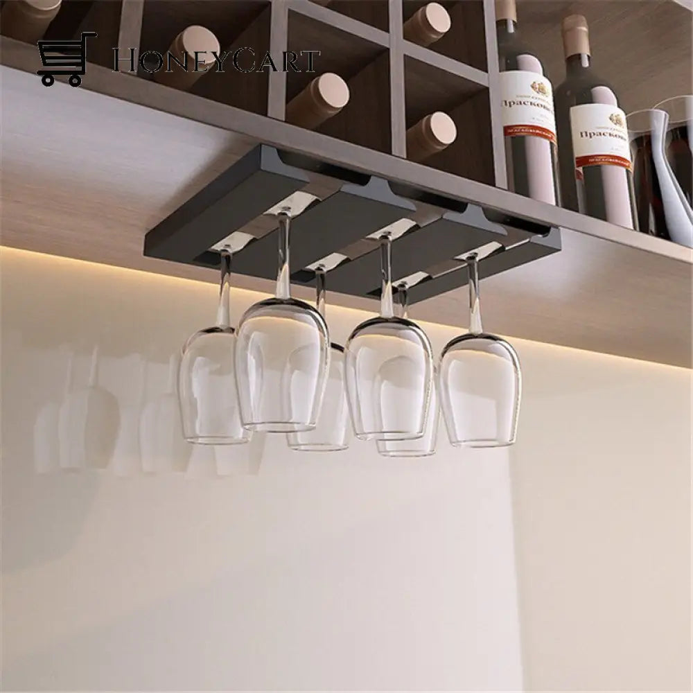Under Cabinet Glass Organizer Rack 3Slots Black