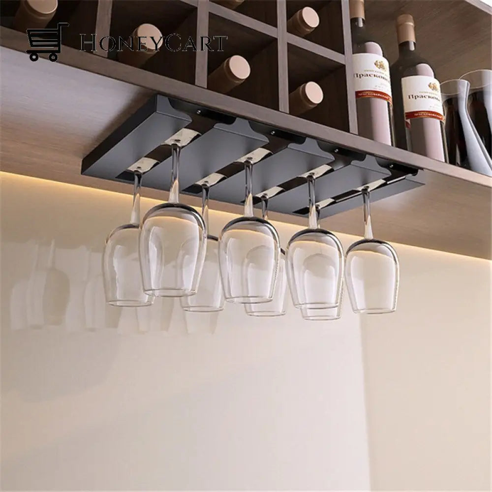 Under Cabinet Glass Organizer Rack 4Slots Black