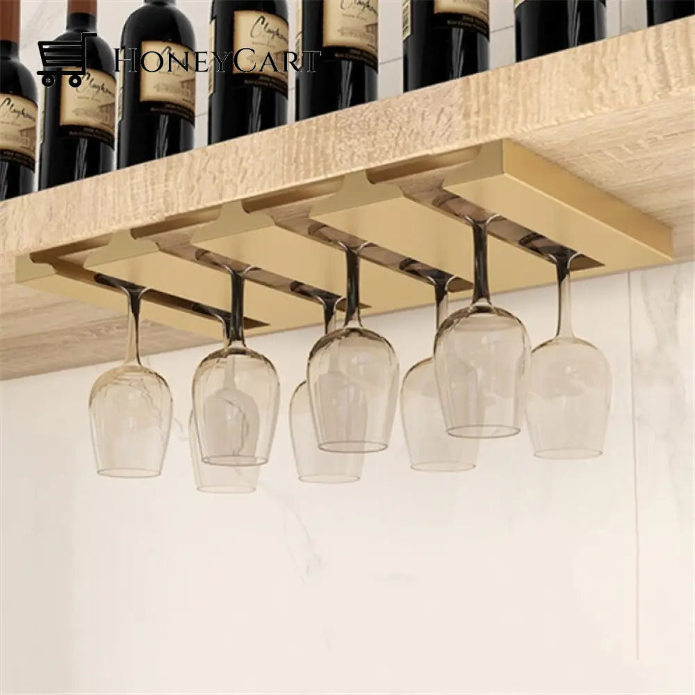 Under Cabinet Glass Organizer Rack 4Slots Gold