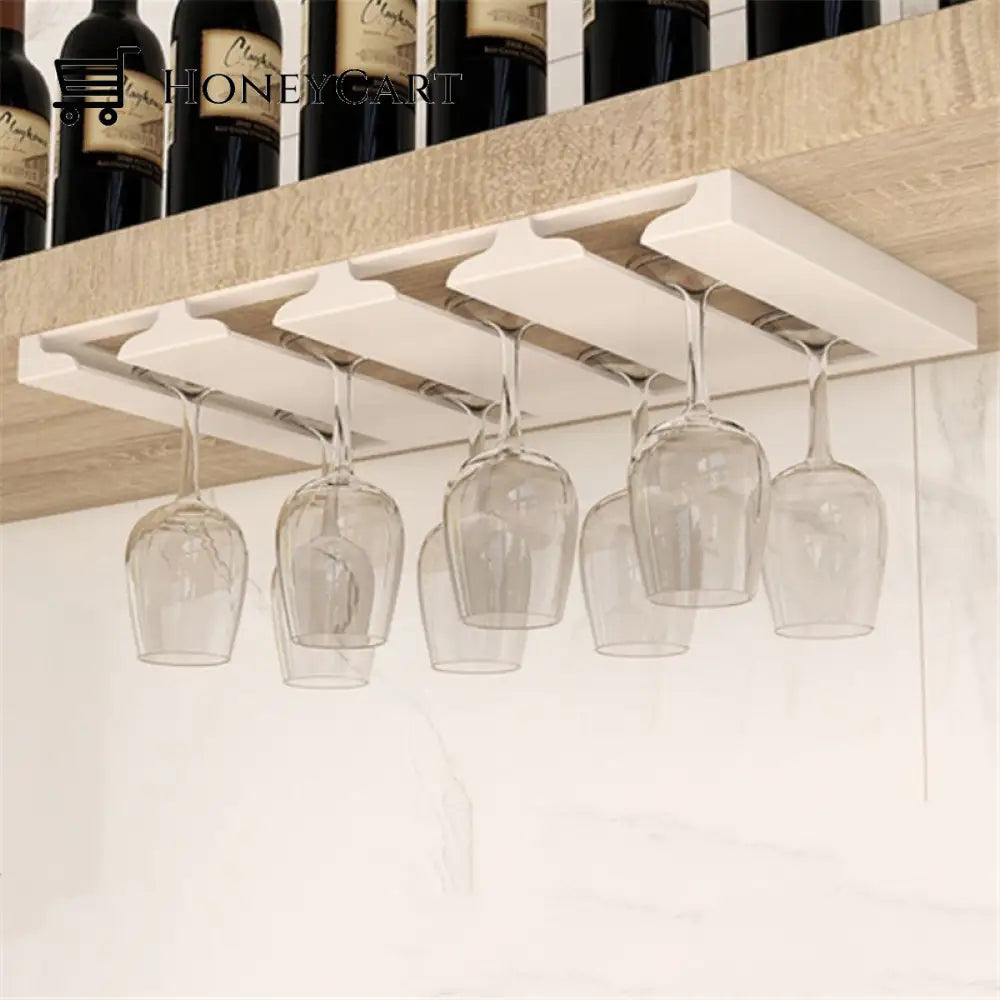 Under Cabinet Glass Organizer Rack 4Slots White