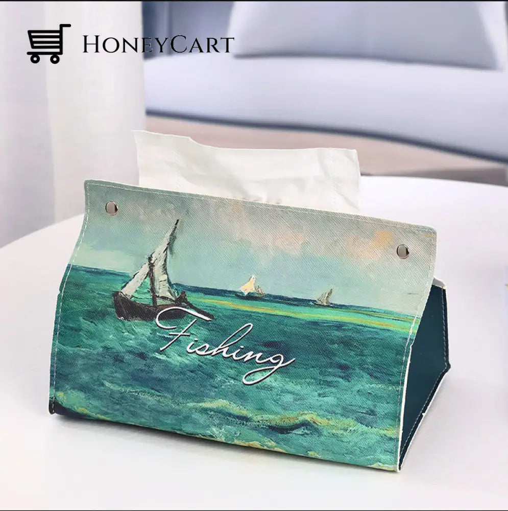 Van Gogh Oil Painting Tissue Box Seascape Tool